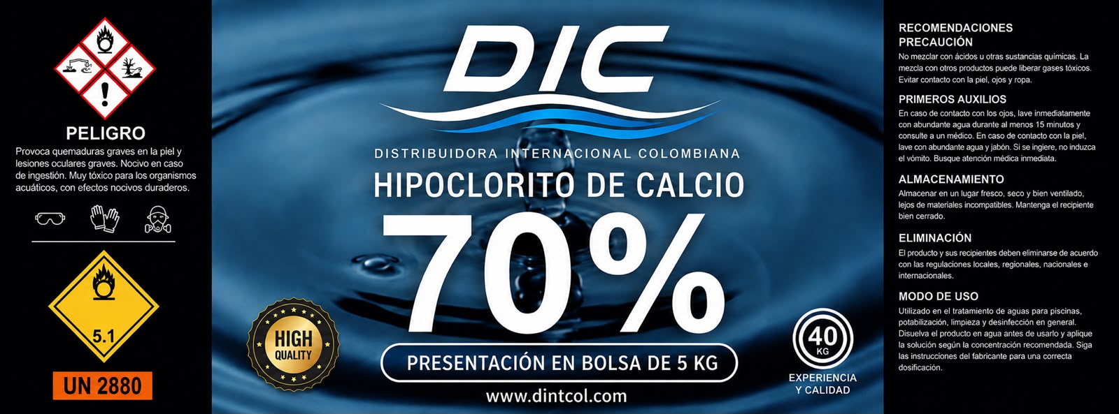 Hipoclorito de calcio al 70%